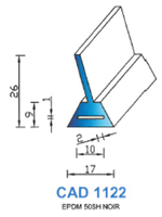 CAD1122N Profil EPDM <br /> 50 Shore <br /> Noir<br />