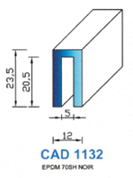 CAD1132N Profil EPDM <br /> 70 Shore <br /> Noir<br />