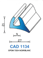 CAD1134B Profil EPDM <br /> 70 Shore <br /> Blanc<br />