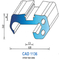 CAD1136G Profil EPDM <br /> 70 Shore <br /> Gris<br />