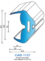 CAD1137N Profil EPDM <br /> 70 Shore <br /> Noir<br />