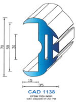 CAD1138N Profil EPDM <br /> 70 Shore <br /> Noir<br />