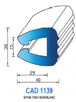 CAD1139B Profil EPDM <br /> 70 Shore <br /> Blanc<br />