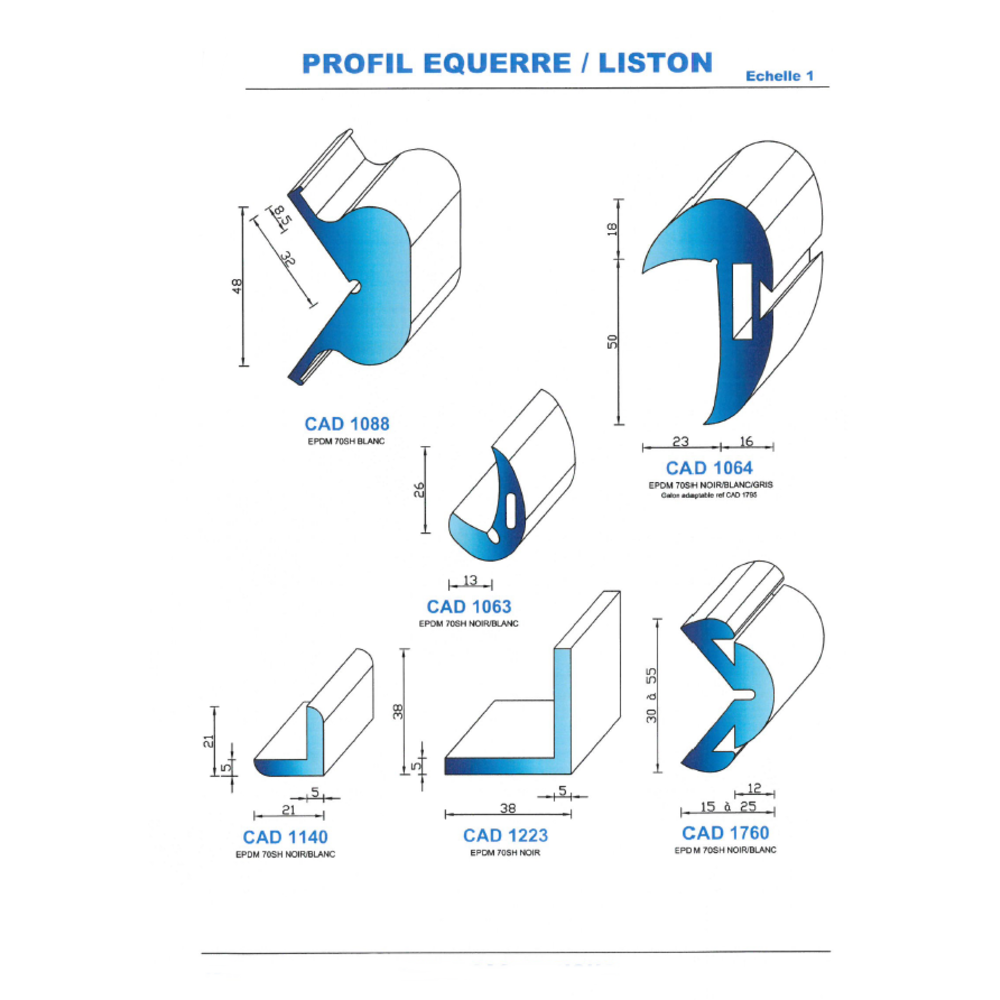 CAD1140B Profil EPDM 
 70 Shore 
 Blanc