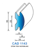 CAD1143B Profil EPDM <br /> 70 Shore <br /> Blanc<br />