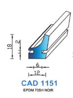 CAD1151N Profil EPDM <br /> 70 Shore <br /> Noir<br />