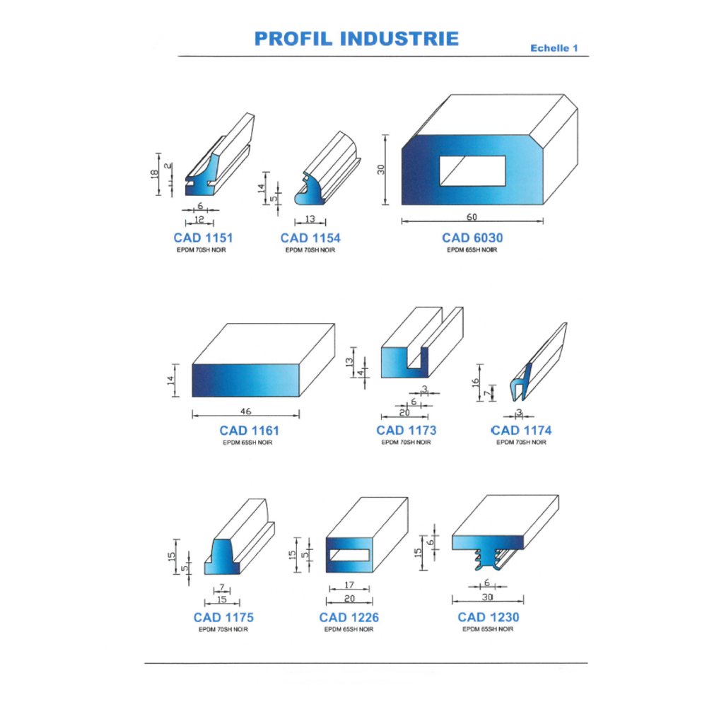 CAD1154N Profil EPDM 
 70 Shore 
 Noir