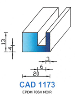 CAD1173N Profil EPDM <br /> 70 Shore <br /> Noir<br />