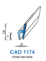 CAD1174N Profil EPDM <br /> 70 Shore <br /> Noir<br />