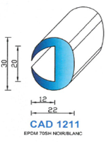 CAD1211B Profil EPDM <br /> 70 Shore <br /> Blanc<br />