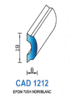 CAD1212B Profil EPDM <br /> 70 Shore <br /> Blanc<br />