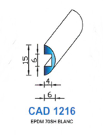 CAD1216B Profil EPDM <br /> 70 Shore <br /> Blanc<br />