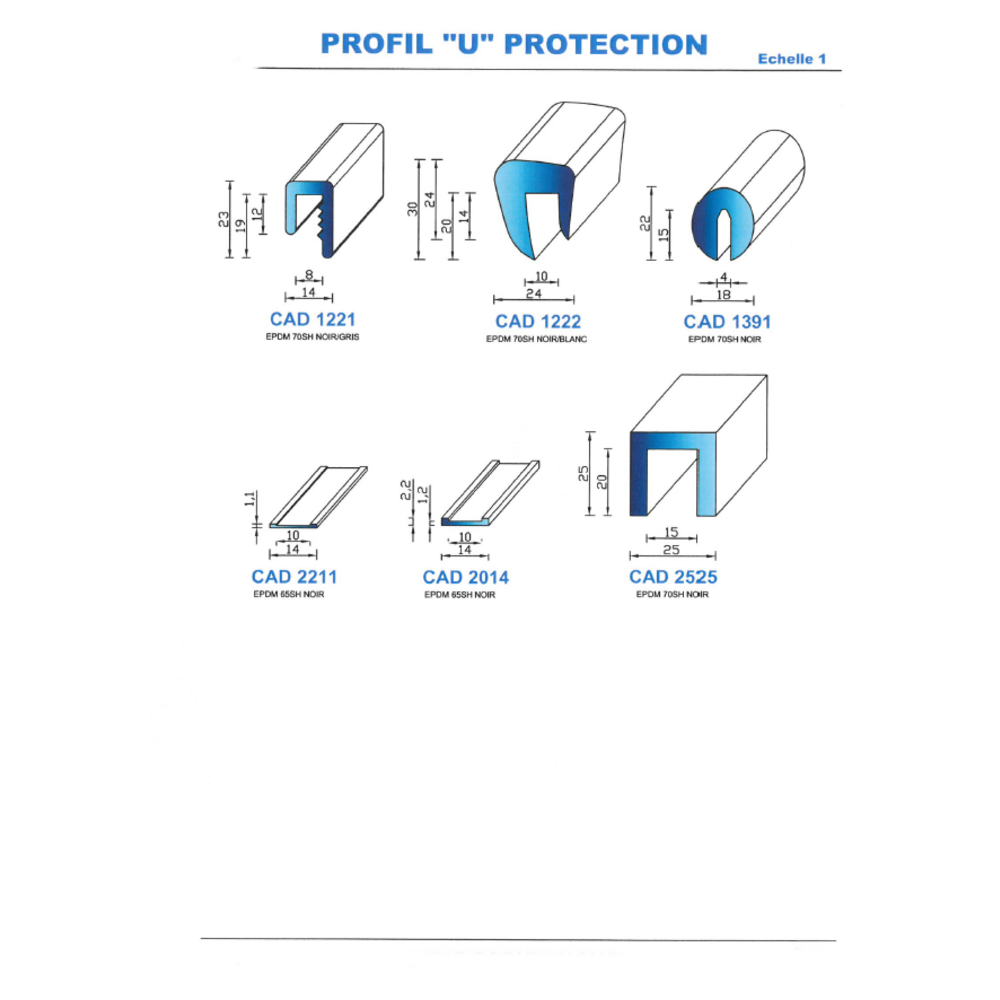 CAD1221G Profil EPDM 
 70 Shore 
 Gris