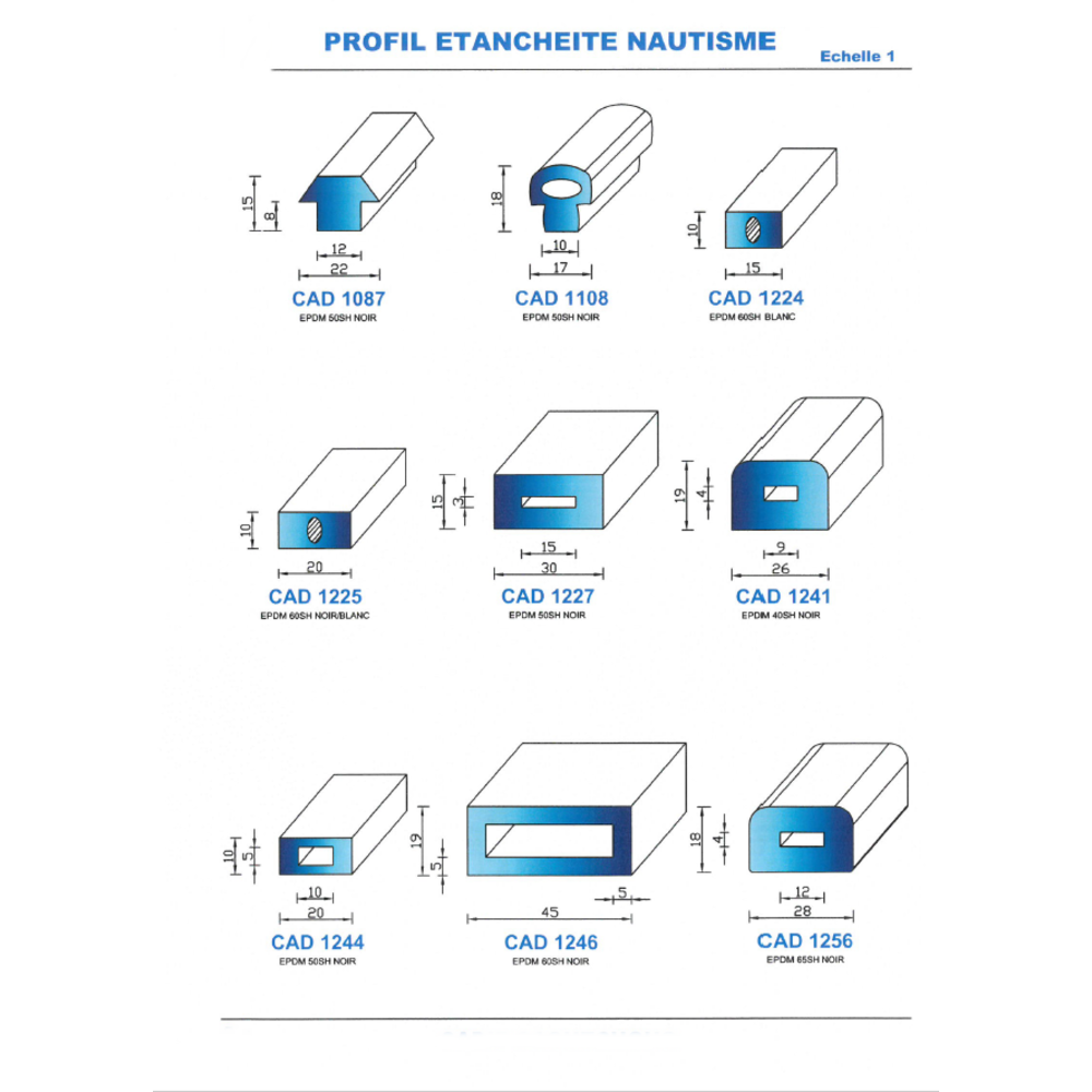 CAD1225N Profil EPDM 
 60 Shore 
 Noir