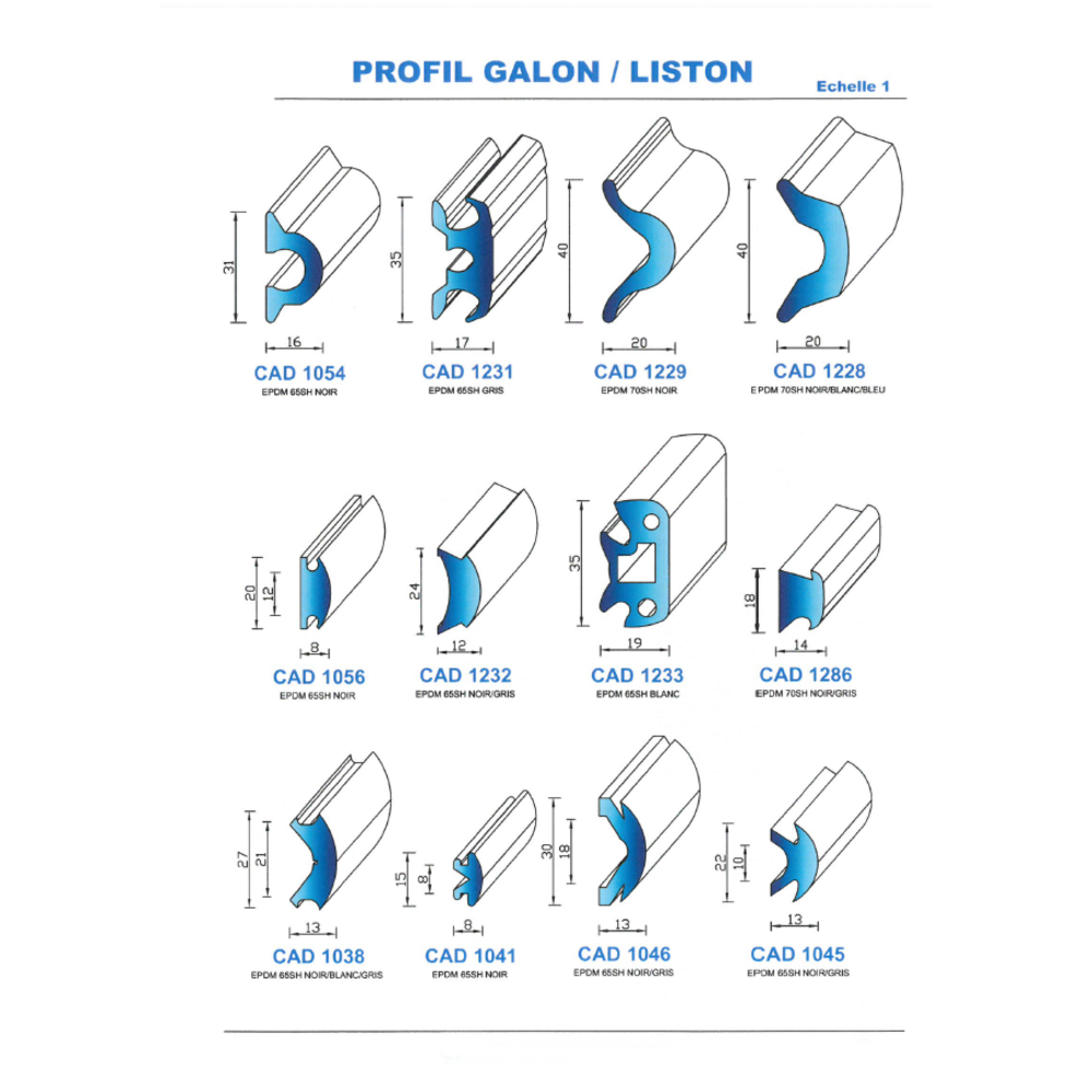 CAD1228C Profil EPDM 
 70 Shore 
 Bleu