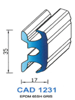 CAD1231G Profil EPDM <br /> 65 Shore <br /> Gris<br />