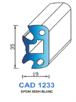 CAD1233B Profil EPDM <br /> 65 Shore <br /> Blanc<br />