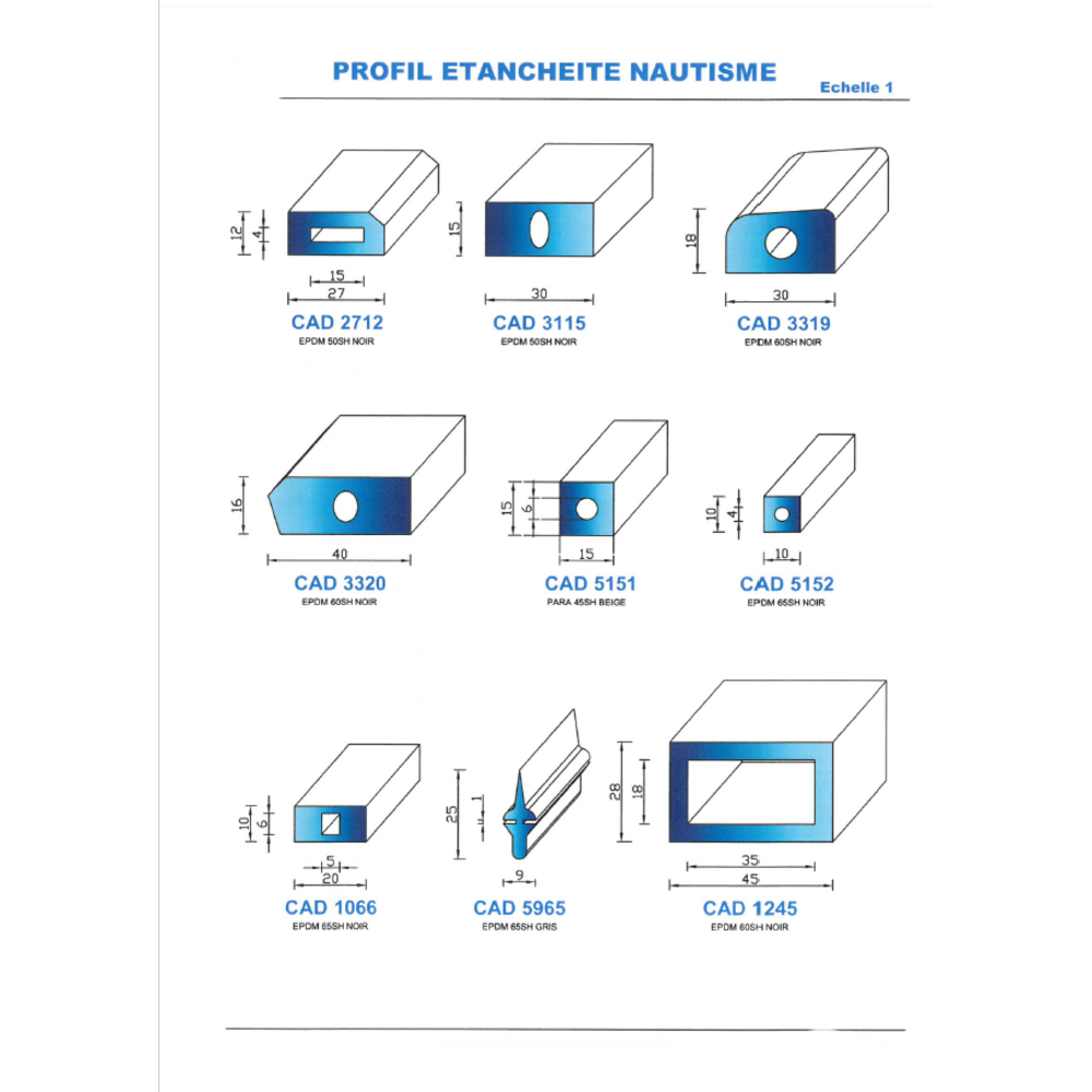 CAD1245N Profil EPDM 
 60 Shore 
 Noir