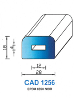 CAD1256N Profil EPDM <br /> 65 Shore <br /> Noir<br />