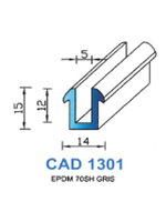 CAD1301G Profil EPDM <br /> 70 Shore <br /> Gris<br />