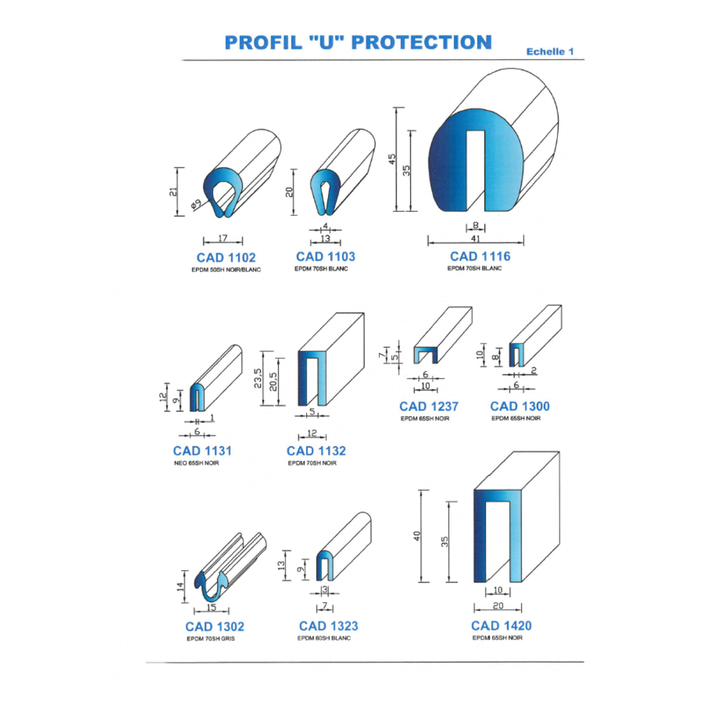 CAD1323B Profil EPDM 
 60 Shore 
 Blanc