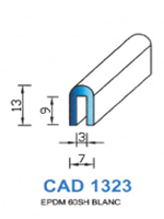 CAD1323B Profil EPDM <br /> 60 Shore <br /> Blanc<br />