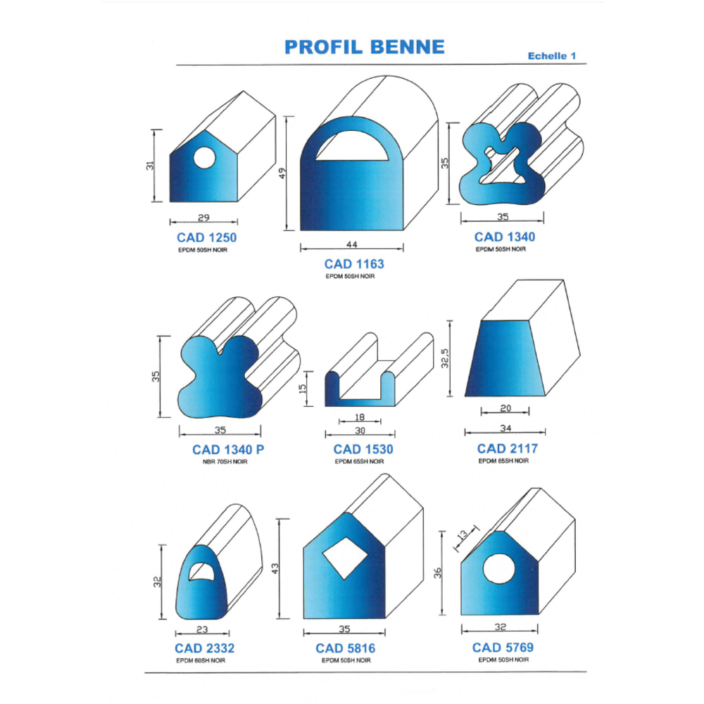 CAD1340N Profil EPDM 
 50 Shore 
 Noir