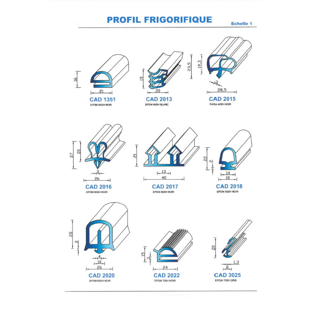 CAD1351N Profil EPDM 
 65 Shore 
 Noir