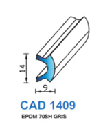 CAD1409G Profil EPDM <br /> 70 Shore <br /> Gris<br />