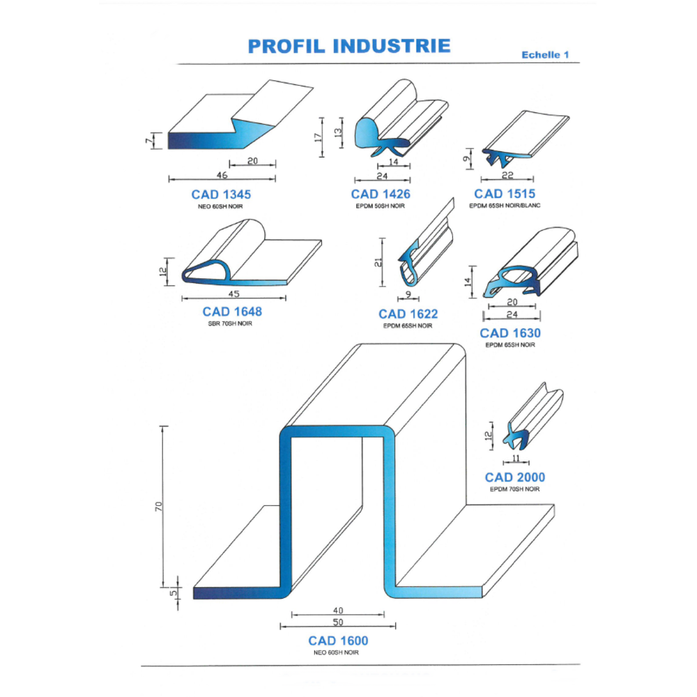 CAD1426N Profil EPDM 
 50 Shore 
 Noir