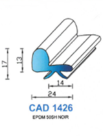 CAD1426N Profil EPDM <br /> 50 Shore <br /> Noir<br />