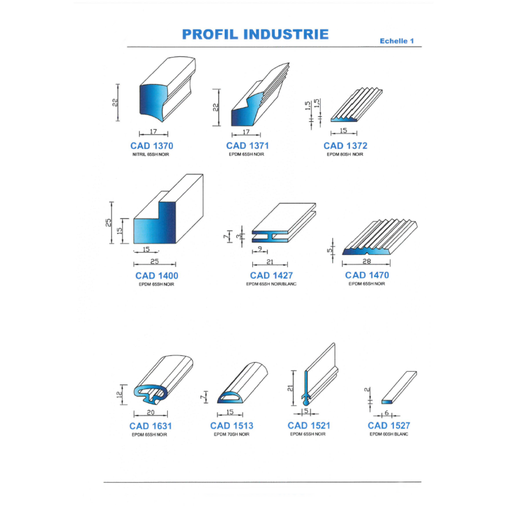 CAD1427C Profil EPDM 
 65 Shore 
 Couleur