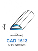 CAD1513N Profil EPDM <br /> 70 Shore <br /> Noir<br />