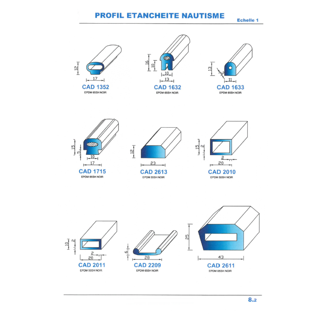 CAD1633N Profil EPDM 
 65 Shore 
 Noir