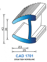 CAD1701N Profil EPDM <br /> 70 Shore <br /> Blanc<br />