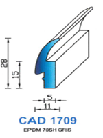 CAD1709G Profil EPDM <br /> 70 Shore <br /> Gris<br />