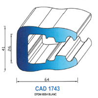 CAD1743B Profil EPDM <br /> 65 Shore <br /> Blanc<br />