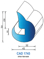 CAD1745N Profil EPDM <br /> 70 Shore <br /> Noir<br />