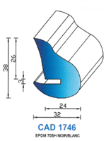 CAD1746B Profil EPDM <br /> 70 Shore <br /> Blanc<br />