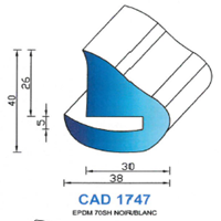CAD1747B Profil EPDM 
 70 Shore 
 Blanc