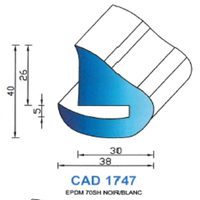 CAD1747B Profil EPDM <br /> 70 Shore <br /> Blanc<br />