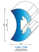 CAD1748B Profil EPDM <br /> 70 Shore <br /> Blanc<br />