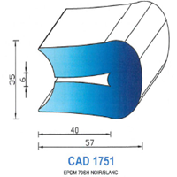 CAD1751B Profil EPDM <br /> 70 Shore <br /> Blanc<br />