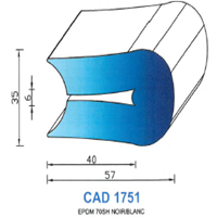 CAD1751N Profil EPDM <br /> 70 Shore <br /> Noir<br />