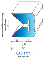 CAD1757N Profil EPDM <br /> 70 Shore <br /> Noir<br />