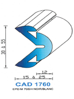 CAD1760B Profil EPDM <br /> 70 Shore <br /> Blanc<br />