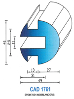 CAD1761B Profil EPDM <br /> 70 Shore <br /> Blanc<br />