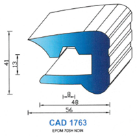 CAD1763N Profil EPDM <br /> 70 Shore <br /> Noir<br />