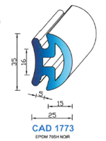 CAD1773N Profil EPDM <br /> 70 Shore <br /> Noir<br />