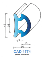 CAD1774N Profil EPDM <br /> 70 Shore <br /> Noir<br />